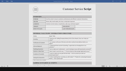 Simple Customer Service Script Template (Word, PDF)