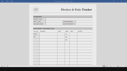 Blockers & Risks Tracker Template (Word, PDF)
