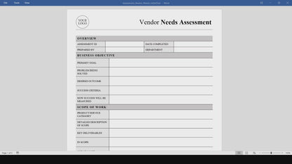 Vendor Needs Assessment Template (Word, PDF)