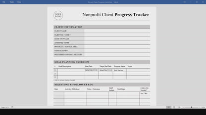 Nonprofit Client Progress Tracker Template (Word, PDF)