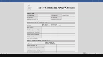 Vendor Compliance Review Checklist Template (Word, PDF)