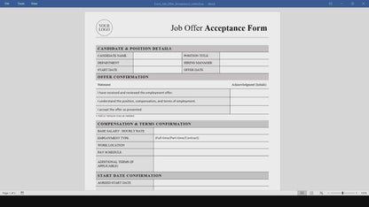 Job Offer Acceptance Form Template (Word, PDF)