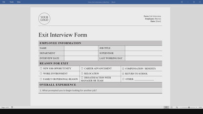 Exit Interview Form Template (Word, PDF)