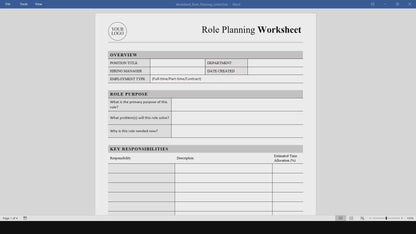 Role Planning Worksheet Template (Word, PDF)