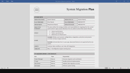 Simple System Migration Plan Template (Word, PDF)