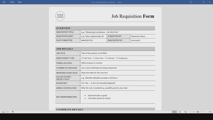 Simple Job Requisition Form Template (Word, PDF)
