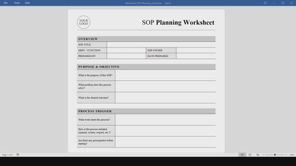 SOP Planning Worksheet Template (Word, PDF)