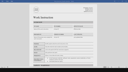 Simple Work Instruction Template (Word, PDF)
