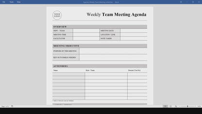 Weekly Team Meeting Agenda Template (Word, PDF)