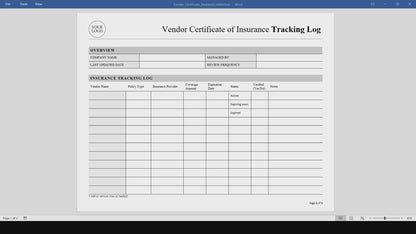 Vendor Certificate of Insurance (COI) Tracker Template (Word, PDF)