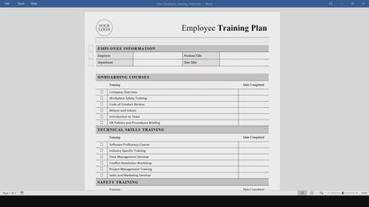Simple Employee Training Plan Template (Word, PDF)