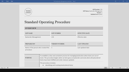 Backorder Management SOP Template (Word & PDF)