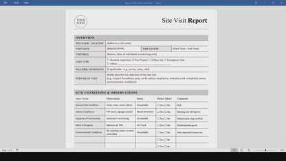 Simple Site Visit Report Template (Word, PDF)