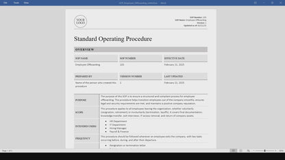 Employee Offboarding SOP Template (Word & PDF) – Simple Standard Operating Procedure Template