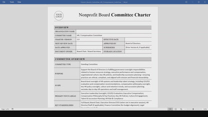 HR / Compensation Committee | Nonprofit Board Committee Charter Template (Word, PDF)