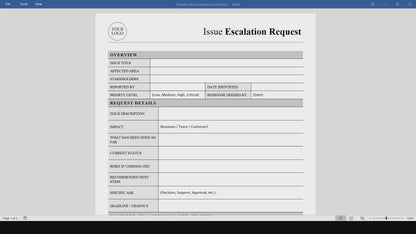Issue Escalation Request Form Template (Word, PDF)