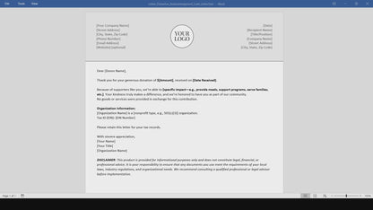 Cash Donation Acknowledgment Letter Template (Word, PDF)