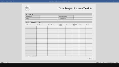 Grant Prospect Research Tracker Template (Word, PDF)