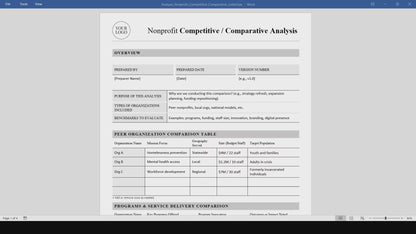 Nonprofit Competitive / Comparative Analysis Template (Word, PDF)