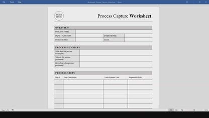 Process Capture Worksheet Template (Word, PDF)