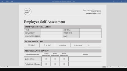Employee Self-Assessment Form (Word, PDF)