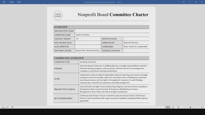 Audit Committee | Nonprofit Board Committee Charter Template (Word, PDF)