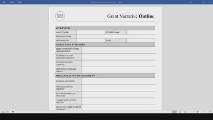 Grant Narrative Outline Template (Word, PDF)