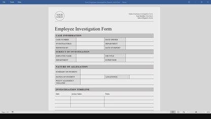 Employee Investigation Report Template (Word, PDF)