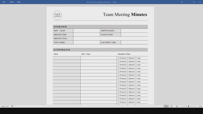 Team Meeting Minutes Template (Word, PDF)