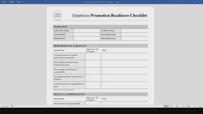 Employee Promotion Readiness Checklist Template (Word, PDF)