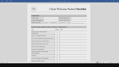 Client Welcome Packet Checklist Template (Word, PDF)