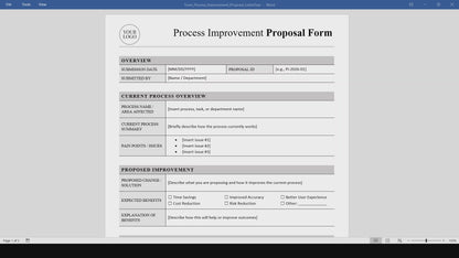 Process Improvement Proposal Form Template (Word, PDF)