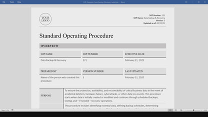 Data Backup & Recovery SOP Template (Word & PDF)