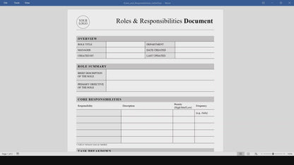 Job Role: Roles & Responsibilities Template (Word, PDF)