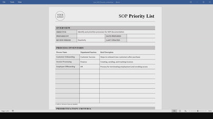 SOP Priority List Template (Word, PDF)
