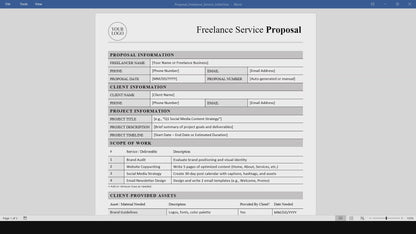 Freelance Service Proposal Template (Word, PDF)