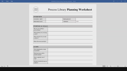 Process Library Planning Worksheet Template (Word, PDF)