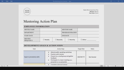 Mentoring Action Plan Template (Word, PDF)