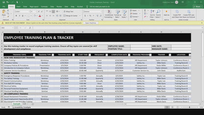 Simple Employee Training Plan & Tracker Template (Excel)