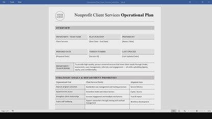 Nonprofit Client Services Operational Plan Template (Word, PDF)