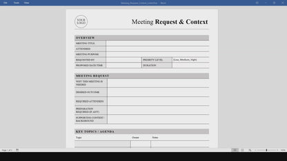 Meeting Request and Context Template (Word, PDF)