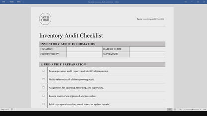 Inventory Audit Checklist Template (Word, PDF)