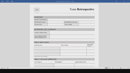 Simple Team Retrospective Template (Word, PDF)