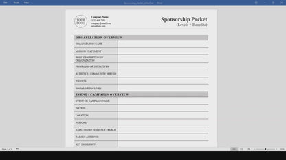 Nonprofit Sponsorship Packet Template (Levels + Benefits) (Word, PDF)