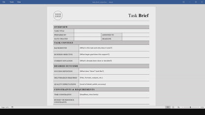 Task Brief Template (Word, PDF)