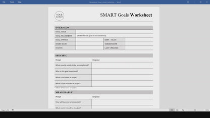 SMART Goals Worksheet Template (Word, PDF)