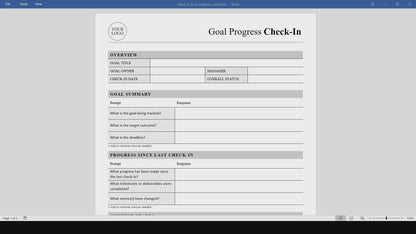 Goal Progress Check-In Template (Word, PDF)