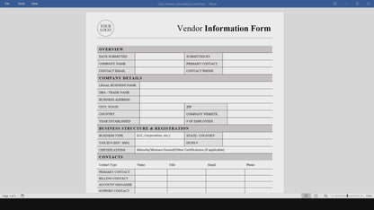 Simple Vendor Information Form Template (Word, PDF)
