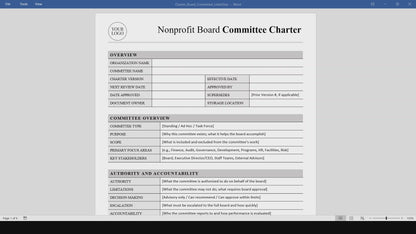 Nonprofit Board Committee Charter Template (Word, PDF)