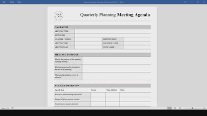 Quarterly Planning Meeting Agenda Template (Word, PDF)